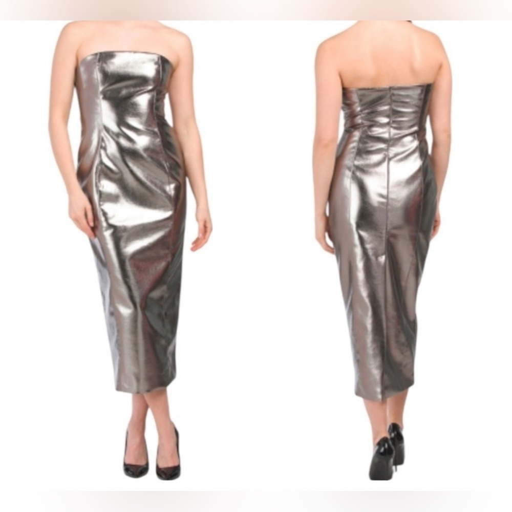 7 For All Mankind Metallic Strapless Dress | Size S | NWT - Picture 2 of 7